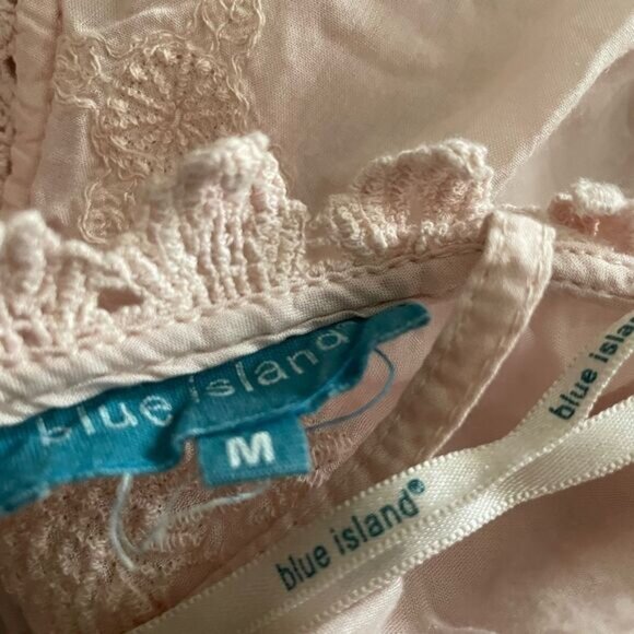 Blue Island Women’s Pink Boho Embroidered Beach/pool Cover Up Size M - Picture 5 of 6